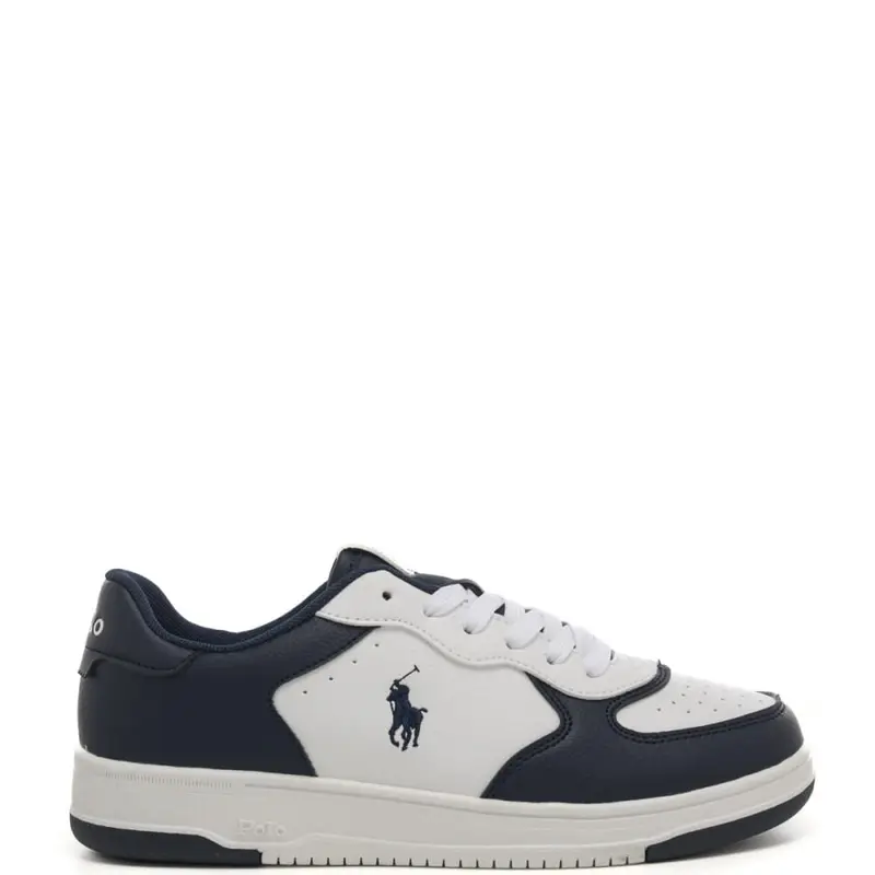 sneakers da ragazzo masters court con lacci in tessuto blu navy e bianche