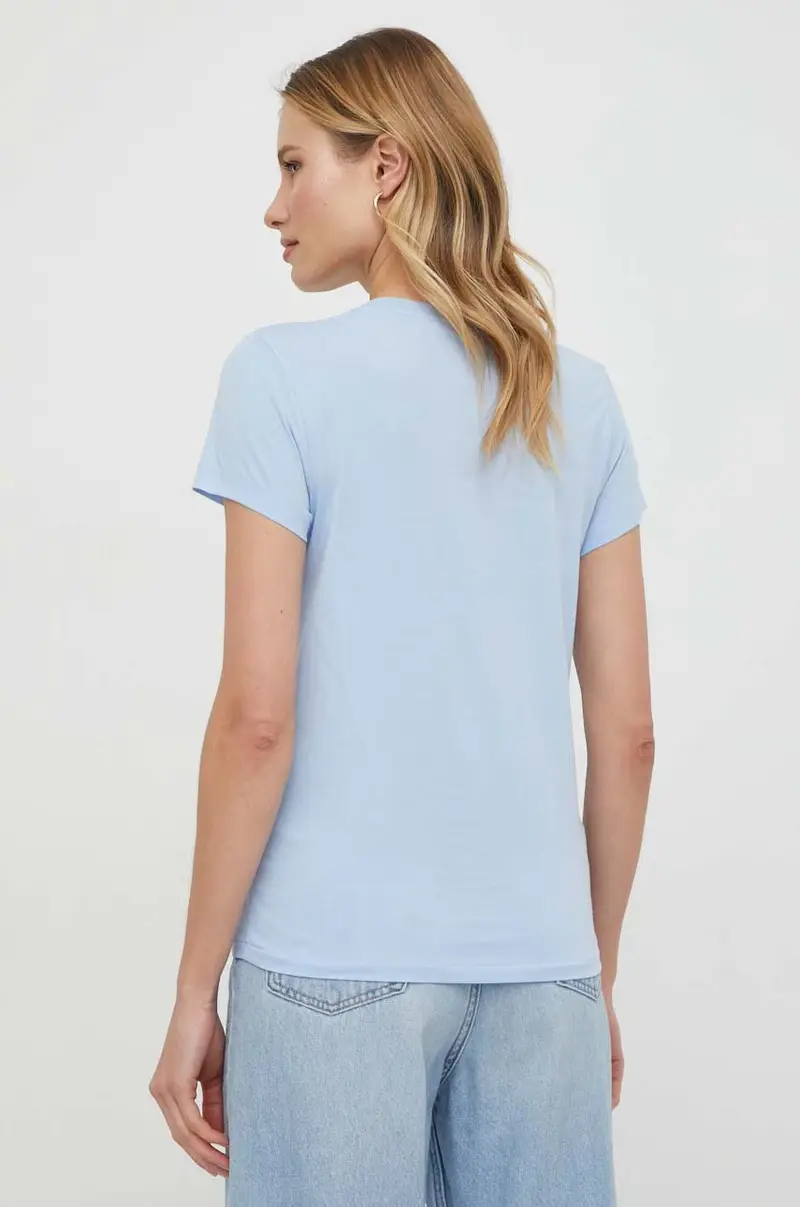 t-shirt in cotone colore blu miniatura 3