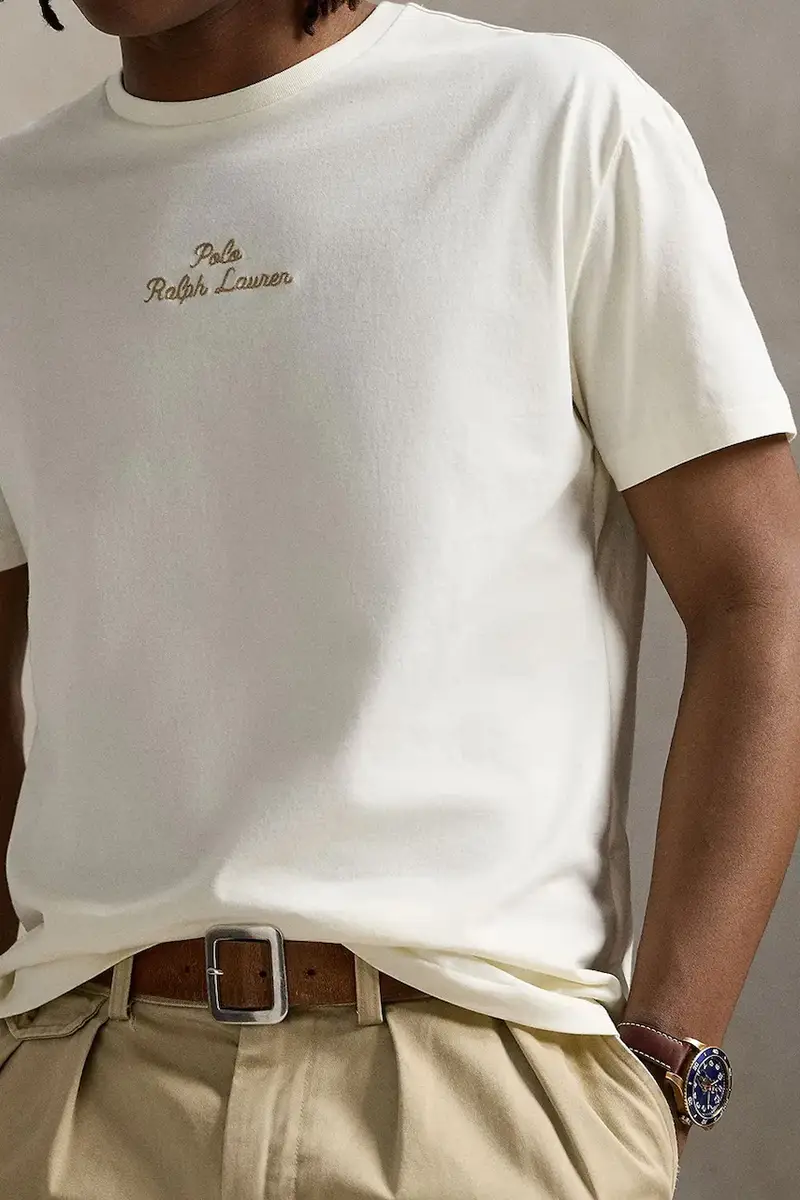 t-shirt in cotone colore nero 710936585 Beige miniatura 3