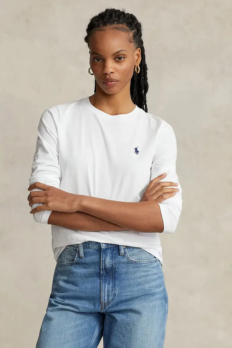 top a maniche lunghe in cotone colore bianco 211898699