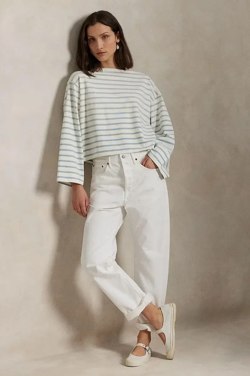 top a maniche lunghe in cotone colore blu 211959103 miniatura 3