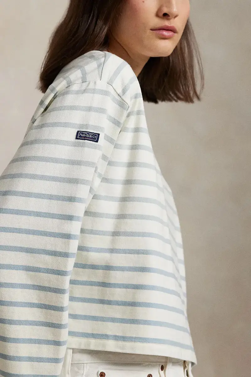 top a maniche lunghe in cotone colore blu 211959103 miniatura 4