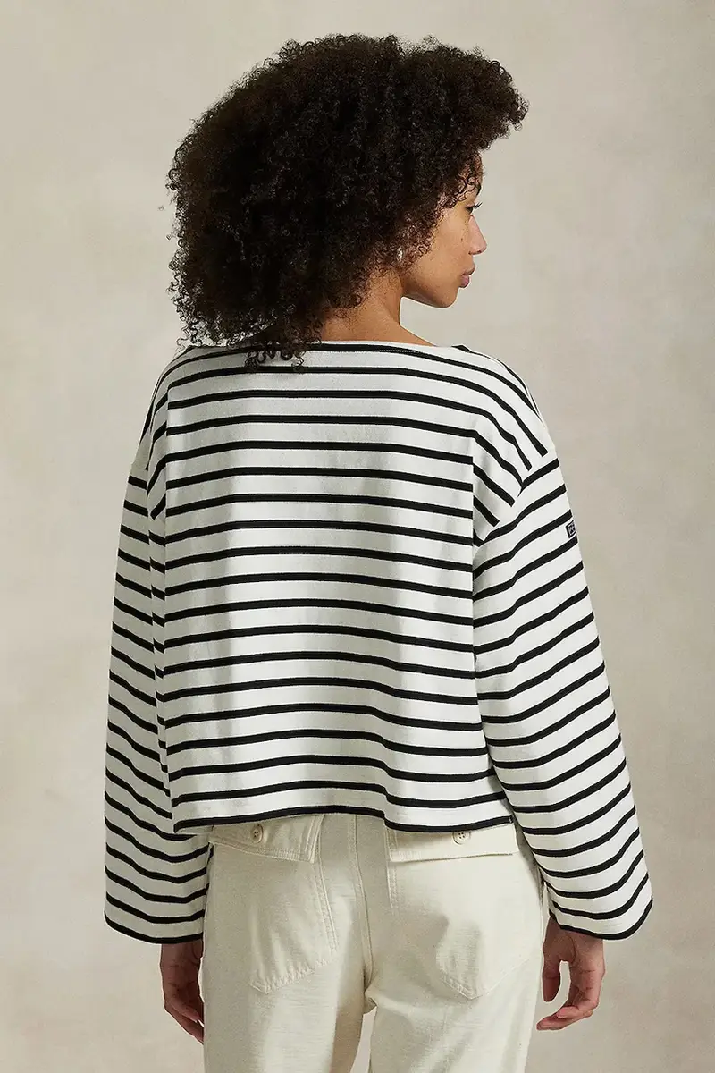 top a maniche lunghe in cotone colore blu 211959103 Bianco miniatura 2