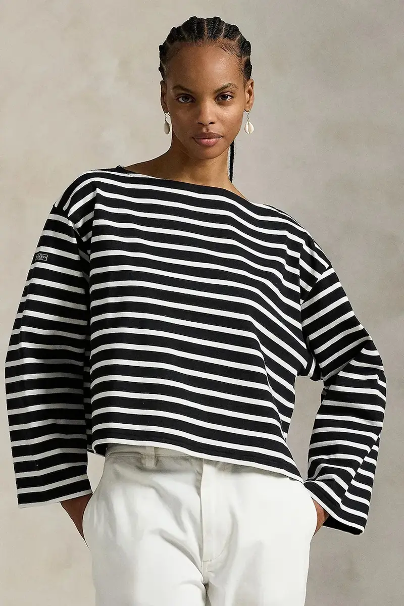 top a maniche lunghe in cotone colore blu 211959103 Nero