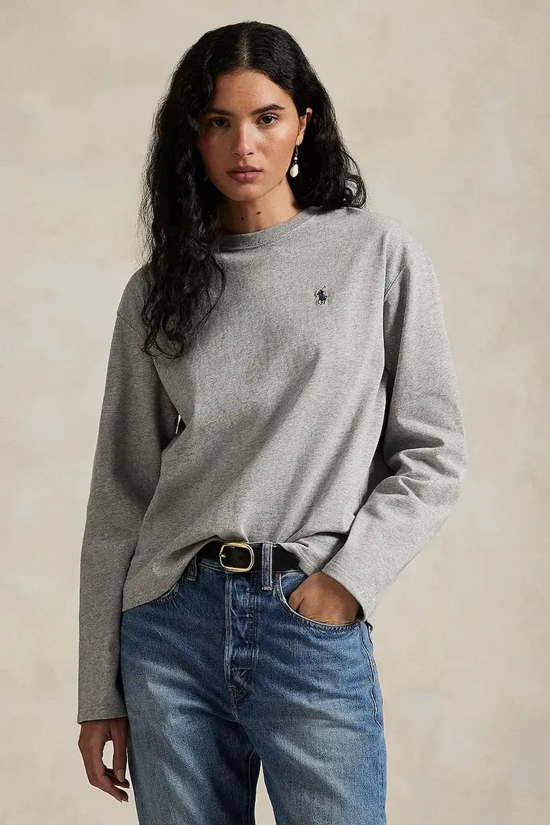 top a maniche lunghe in cotone colore grigio 211967105