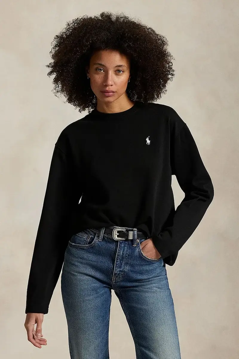 top a maniche lunghe in cotone colore nero 211967105