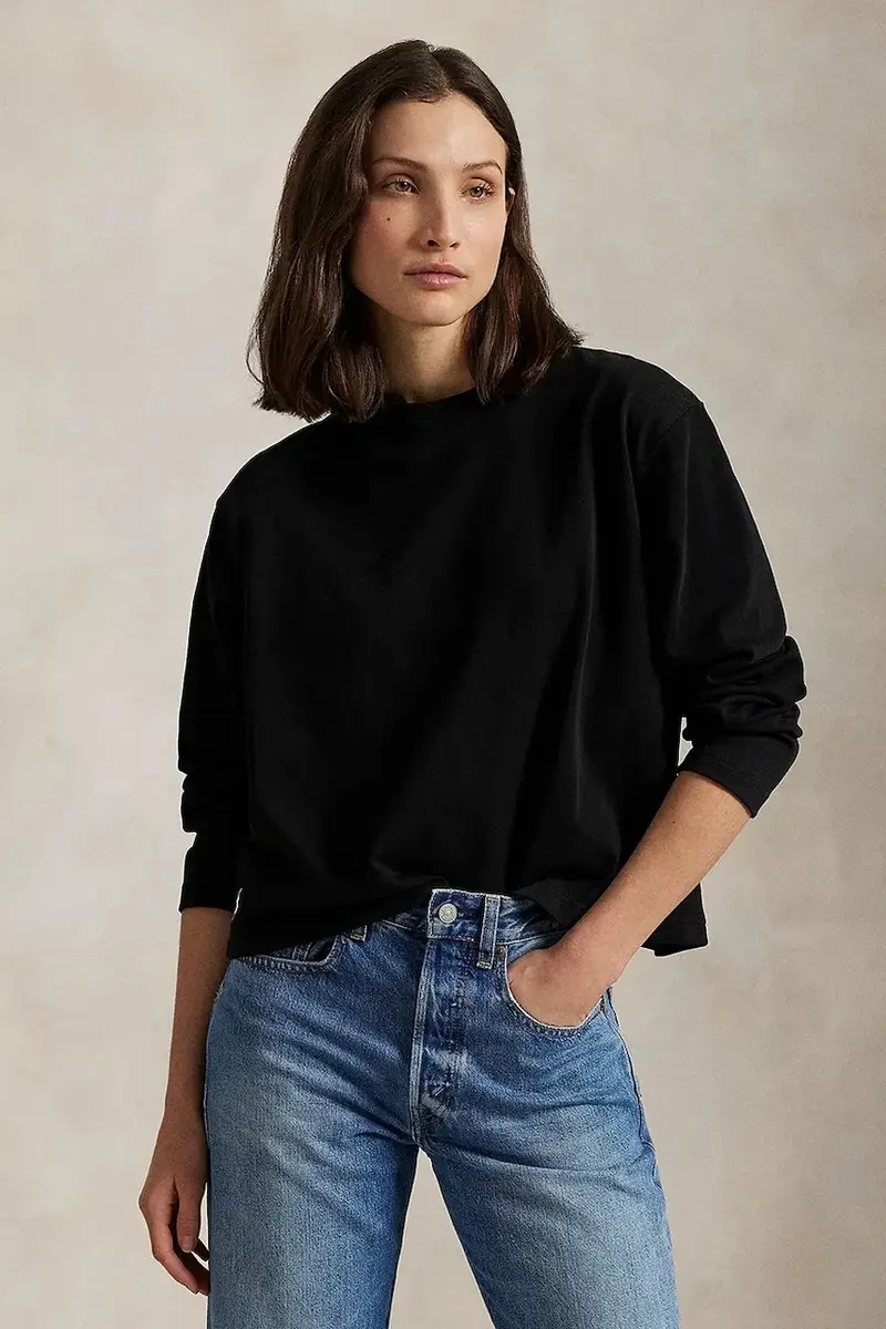 top a maniche lunghe in cotone colore nero 211967107