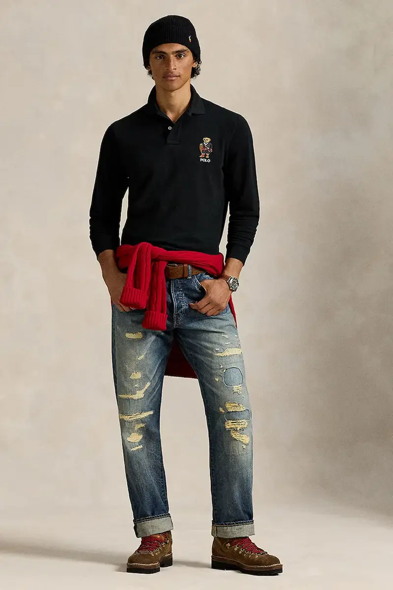 top a maniche lunghe in cotone colore nero con applicazione 710981793 miniatura 3