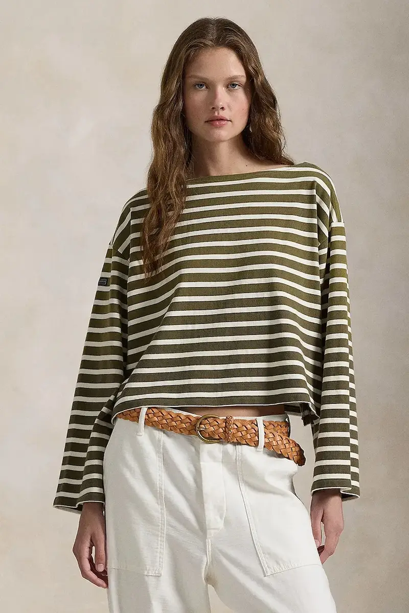 top a maniche lunghe in cotone colore verde 211959103