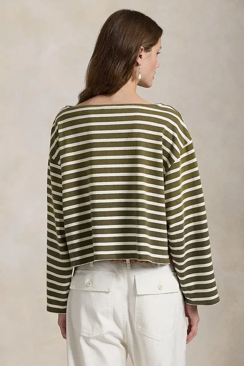 top a maniche lunghe in cotone colore verde 211959103 miniatura 2