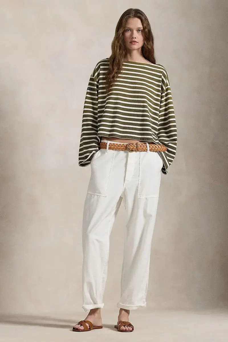 top a maniche lunghe in cotone colore verde 211959103 miniatura 3