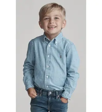 unisex per bambino 322703283001 Camicia in chambray di cotone blu (5años=109/116cm), Casual, Manica lunga, moda per bambi