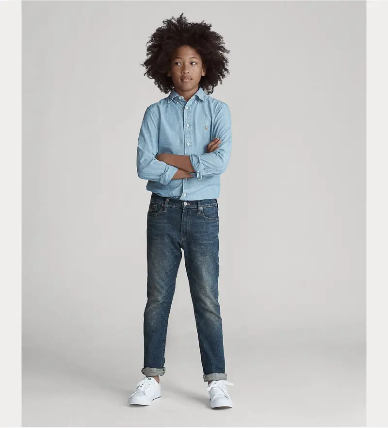 unisex per bambino 323703283001 Camicia in chambray di cotone blu (6/7años=136/138cm), Casual, Manica lunga, moda per bam