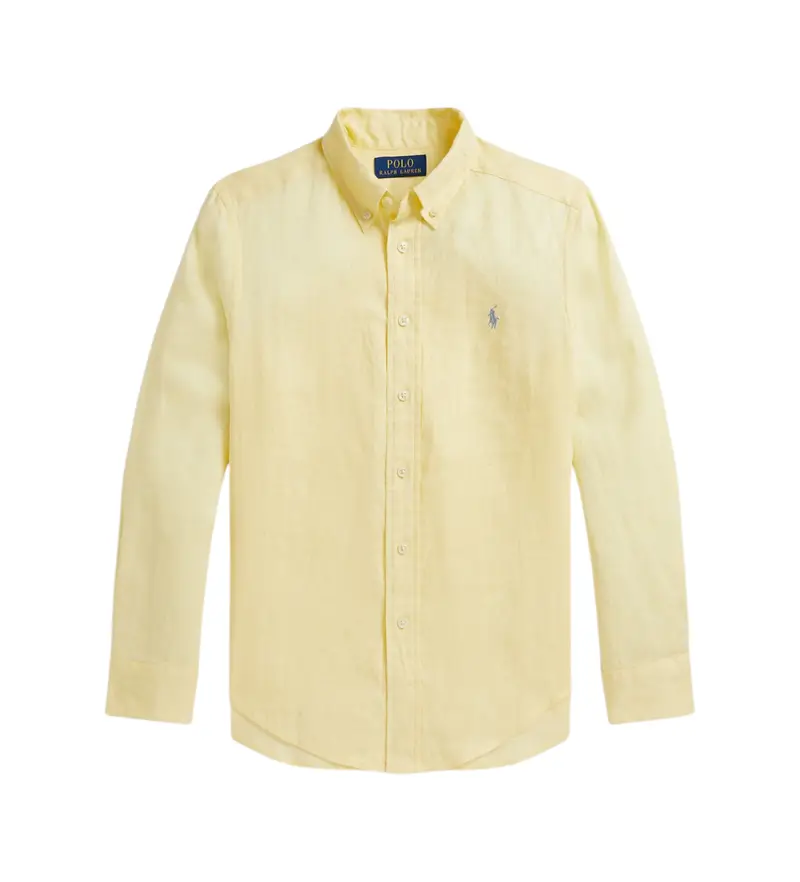 unisex per bambino 323967600503 Camicia di lino gialla (6/7años=136/138cm), Casual, Giallo, Cotone, Manica lunga, moda pe