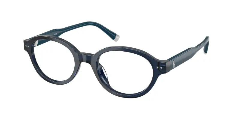 Uomo Polo Ralph Lauren PH2305U 5955 Montature da vista Acetato Blu Trasparente Rotonda Normale