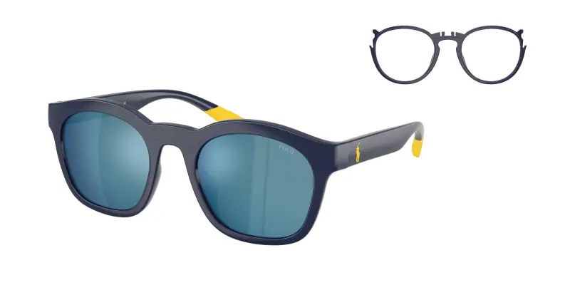 Uomo Polo Ralph Lauren PH4243U 558855 Occhiali da sole Iniettato Blu Blu Squadrata Specchiate