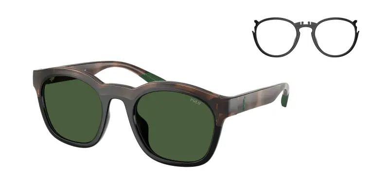 Uomo Polo Ralph Lauren PH4243U 607071 Occhiali da sole Iniettato Nero Verde Squadrata Normale