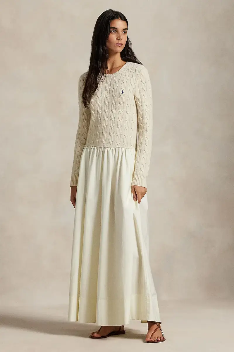 vestito con lana Beige