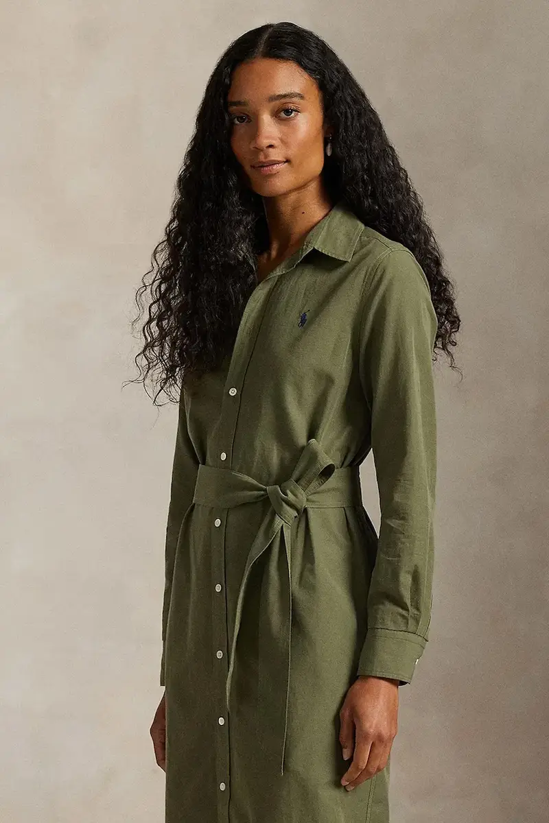 vestito con lino colore verde 211A96346 miniatura 3