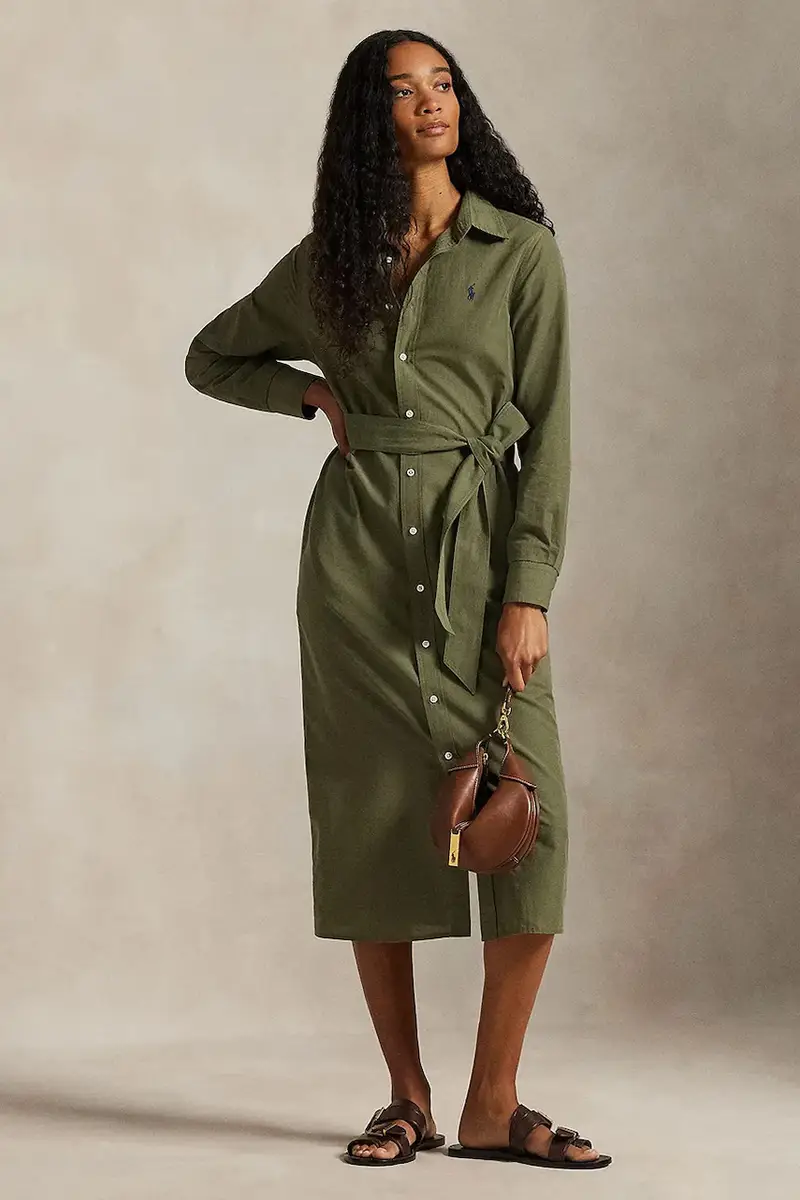 vestito con lino colore verde 211A96346