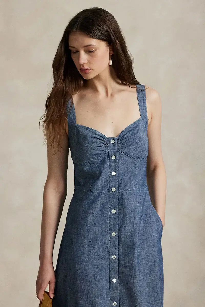 vestito in cotone colore blu 211972068 miniatura 3