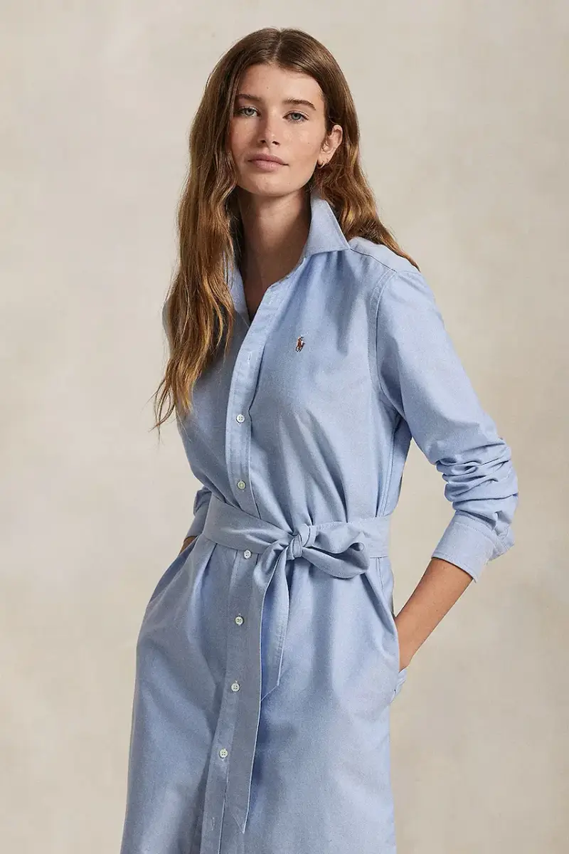 vestito in cotone colore blu miniatura 3