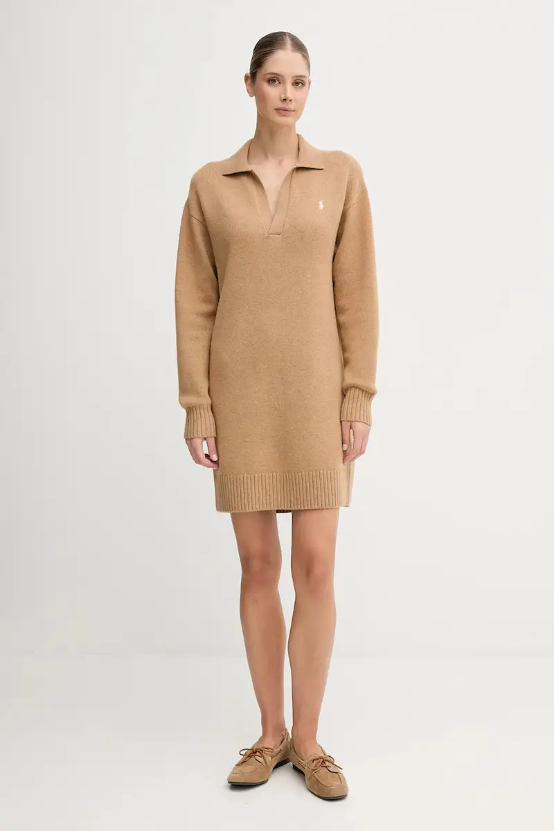 vestito in lana colore beige 211A91143 miniatura 2