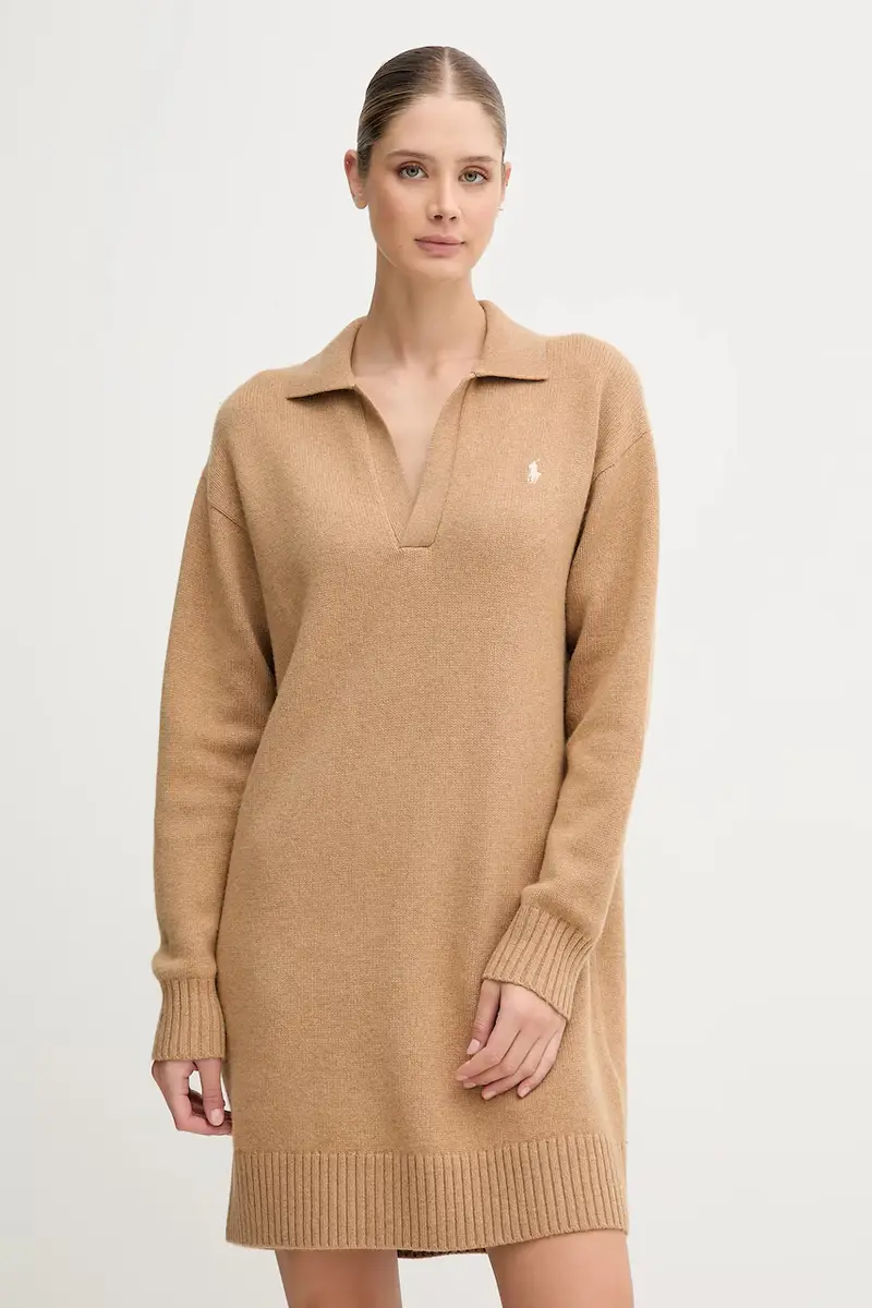 vestito in lana colore beige 211A91143