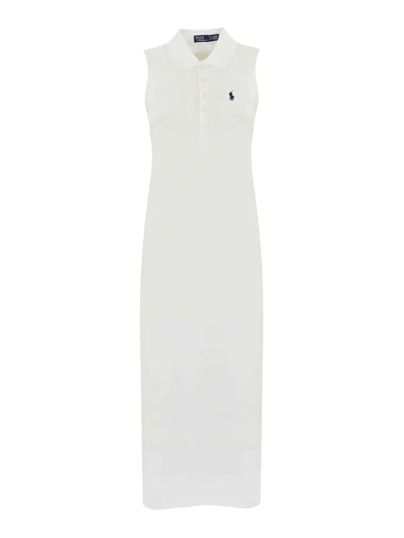 Vestito senza maniche di cotone allungato Bianco