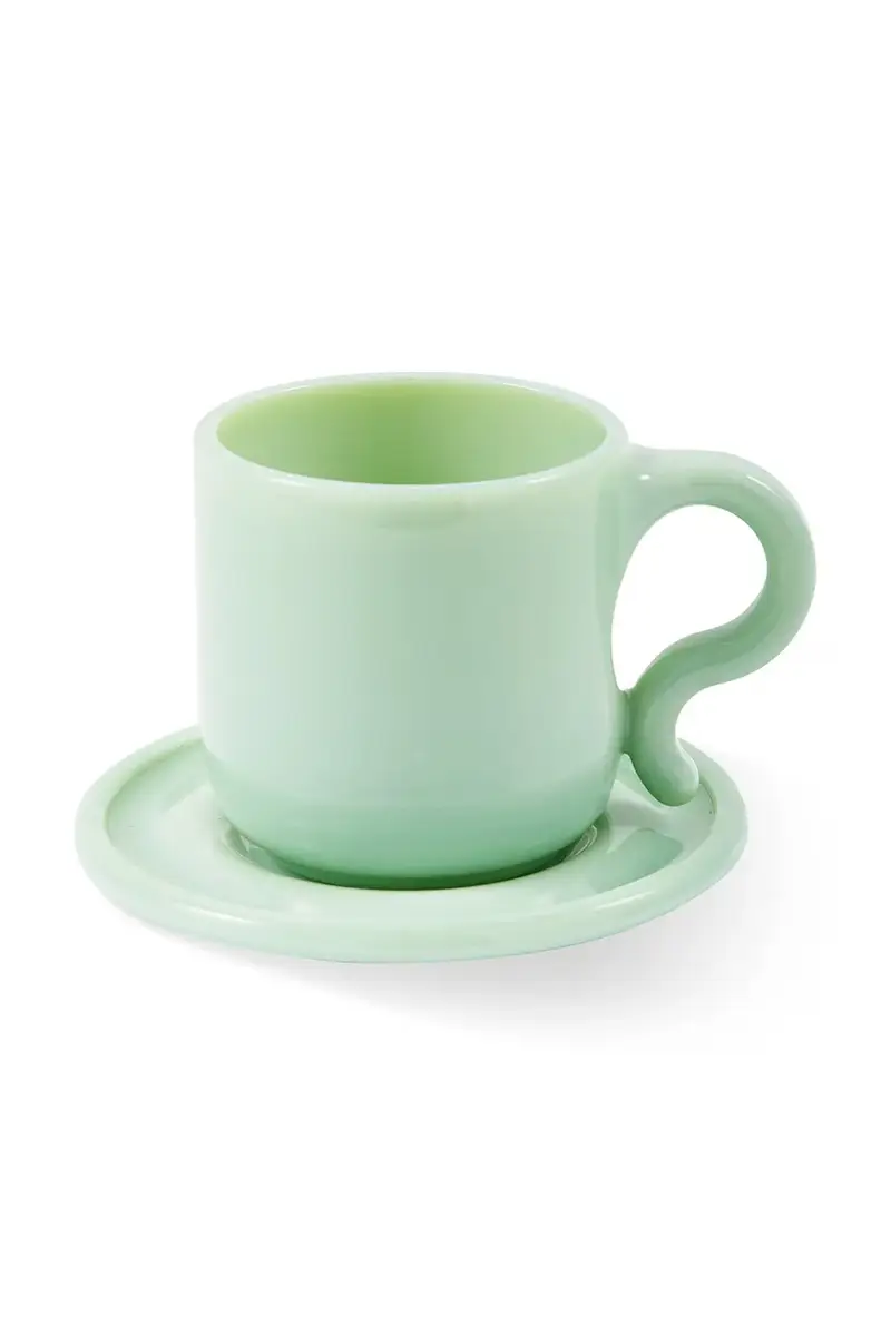 set di tazzine con piattini per 2 persone Gobi Verde miniatura 2