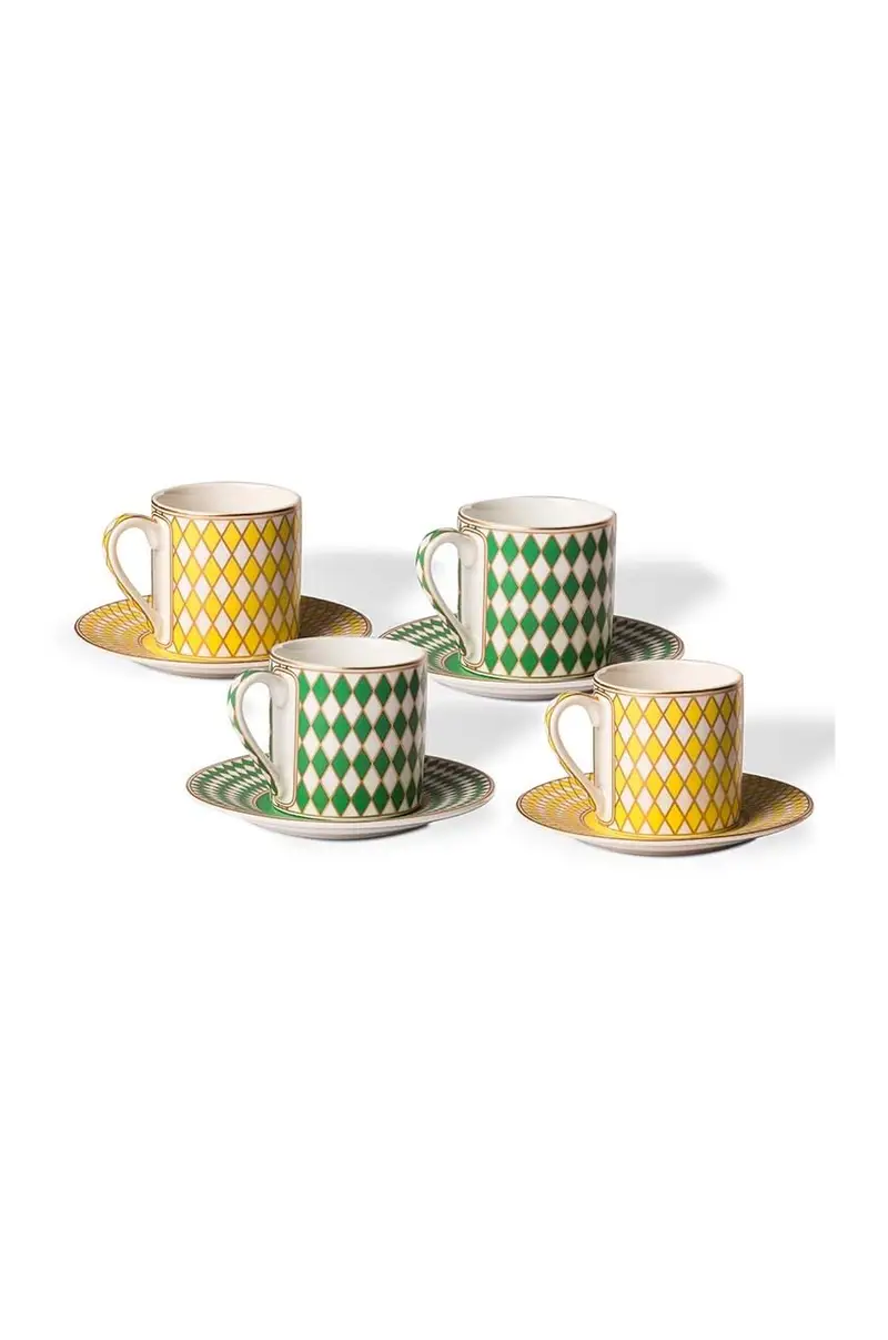 set tazzine con piattino Espresso set Chess Multicolore