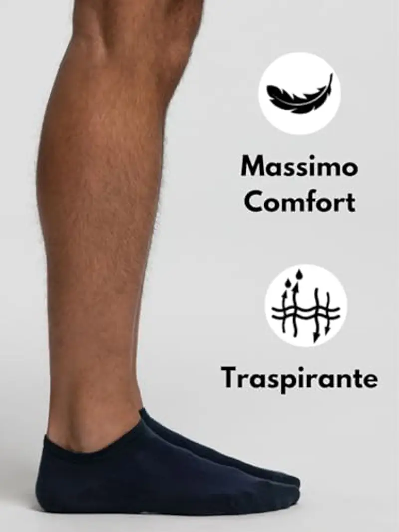 Pompea Cotton Calzini alla Caviglia, Blu, 39/42 (Pacco da 3) Uomo miniatura 2