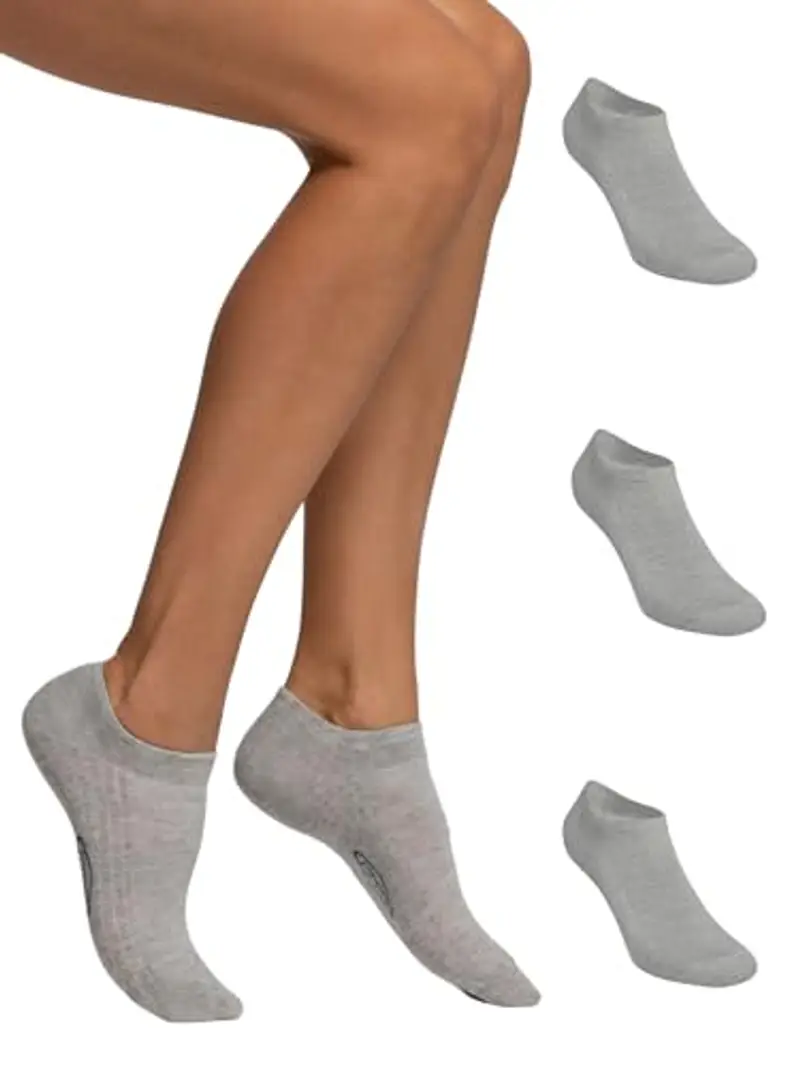 POMPEA Cotton Calzini alla Caviglia, Grigio (Grigio Melange 1350), (Taglia Produttore: 35/38) (Pacco da 3) Donna miniatura 2