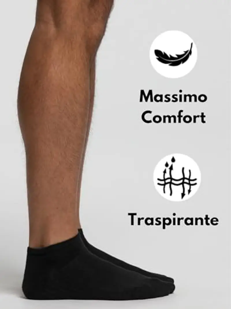 Pompea Cotton Calzini alla Caviglia, Nero, 39/42 (Pacco da 3) Uomo miniatura 2