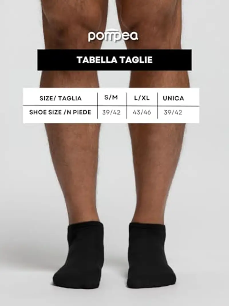 Pompea Cotton Calzini alla Caviglia, Nero, 39/42 (Pacco da 3) Uomo miniatura 3