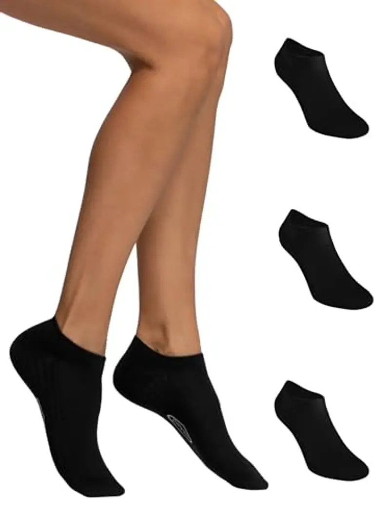 POMPEA Cotton Calzini alla Caviglia, Nero (Nero 0071), (Taglia Produttore:39/42) (Pacco da 3) Donna