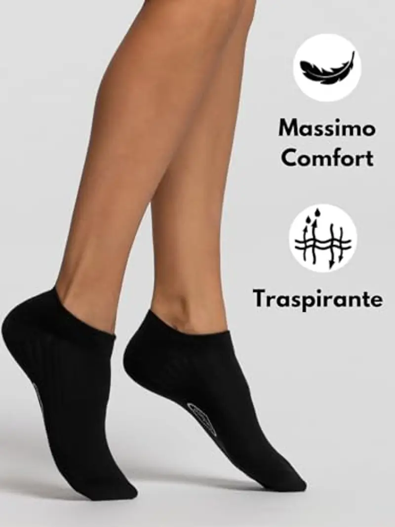 POMPEA Cotton Calzini alla Caviglia, Nero (Nero 0071), (Taglia Produttore: 39/42) (Pacco da 3) Donna miniatura 2