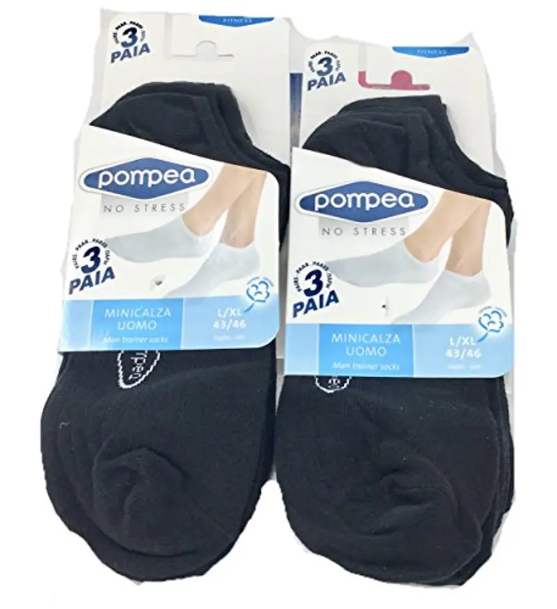POMPEA Fantasmini Uomo Cotone Pack 6 Paia Blu Nero Bianco