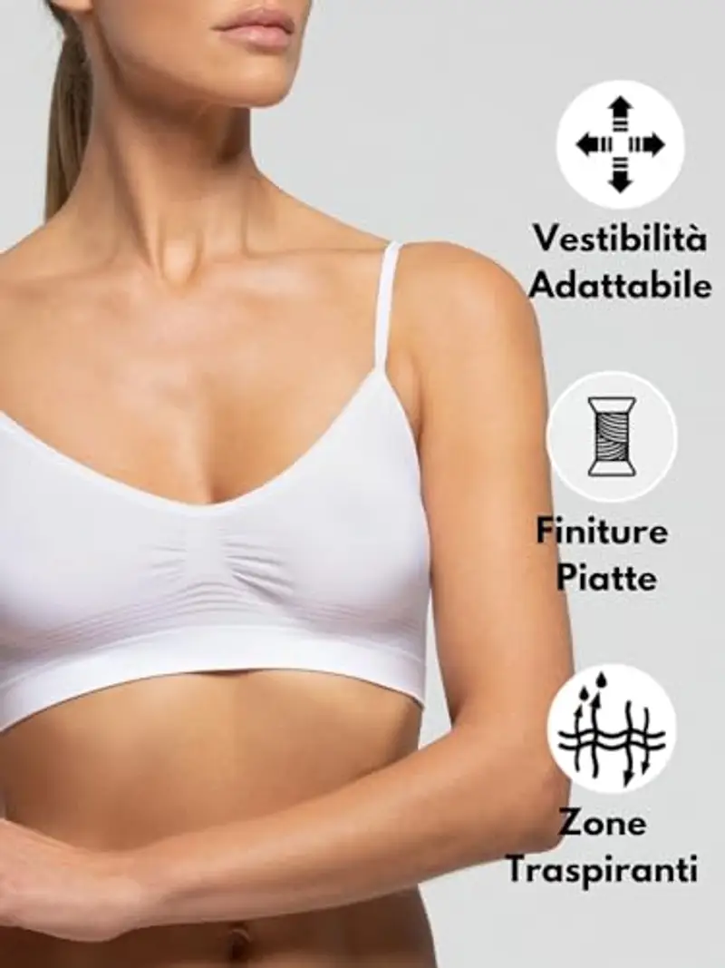 Pompea Reggiseno Senza Ferretto Invisibile, Brassiere Seamless in Morbida Microfibra con Spallina Stretta, Effetto Seconda Pelle miniatura 2