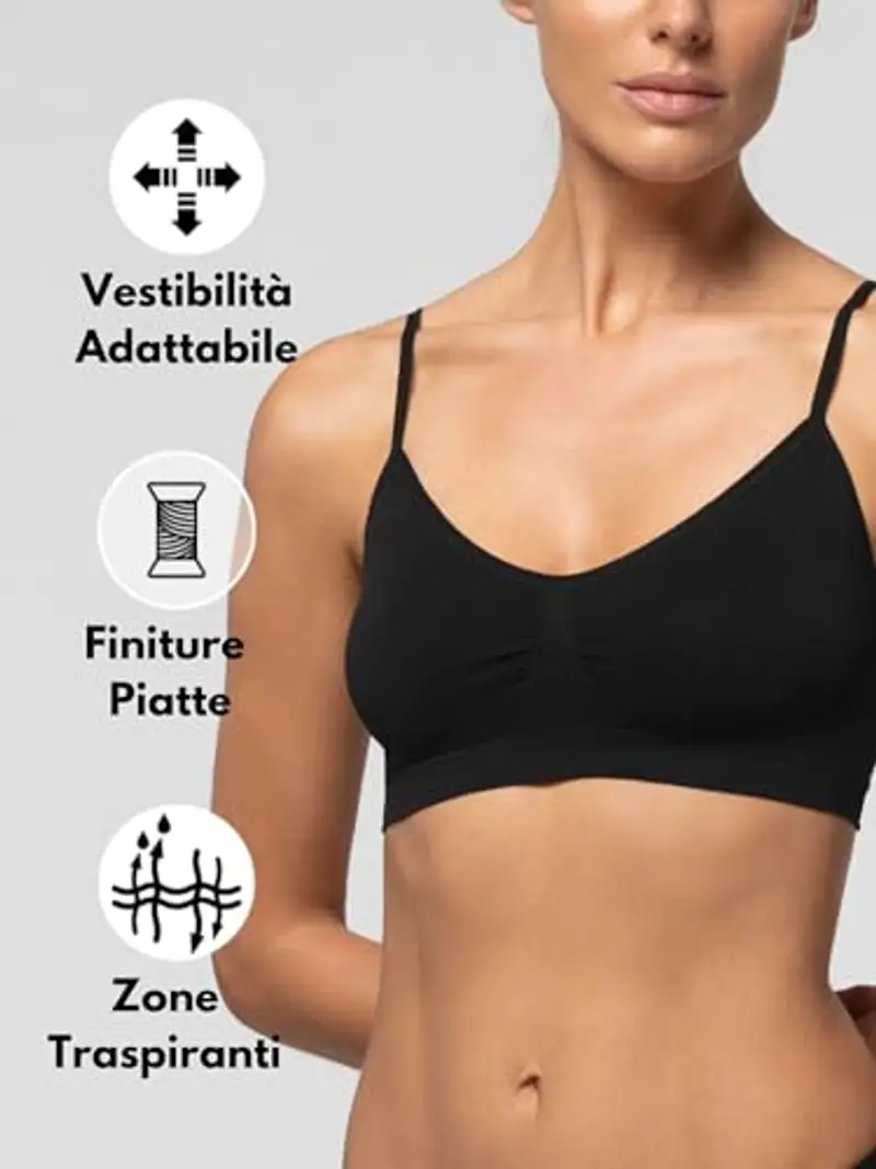 Pompea Reggiseno Senza Ferretto Invisibile, Brassiere Seamless in Morbida Microfibra con Spallina Stretta, Effetto Seconda Pelle miniatura 2