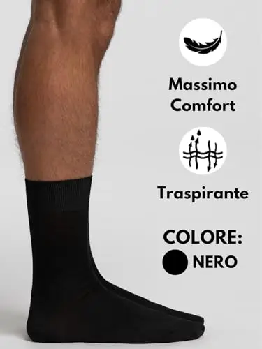 POMPEA Scozia Calzini, Nero (Nero 0071), 42/43 (Taglia Produttore: 11/11.5) (Pacco da 6) Uomo miniatura 2