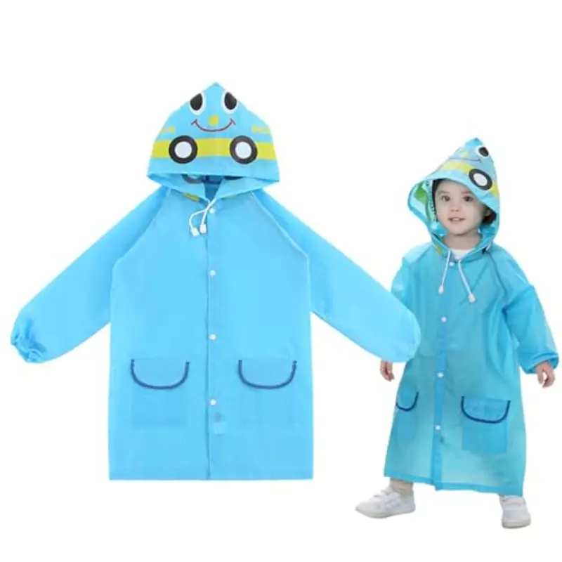 Poncho Antipioggia Bambino, Poncho per Bambini Imbottito, Carino Poncho Impermeabile Bambino, Impermeabile Riutilizzabile e Copertura per la Pioggia con Maniche e Cappuccio