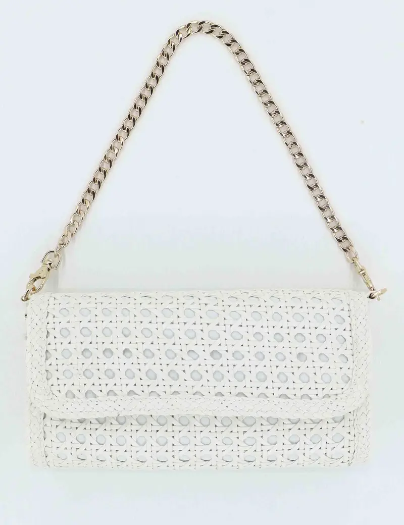 Pons Quintana Borse donna in pelle bianca con catena oro Donna V202.4B0 W03