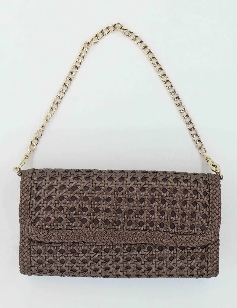 Pons Quintana Borse donna in pelle marrone con catena oro Donna V202.4B0 M97