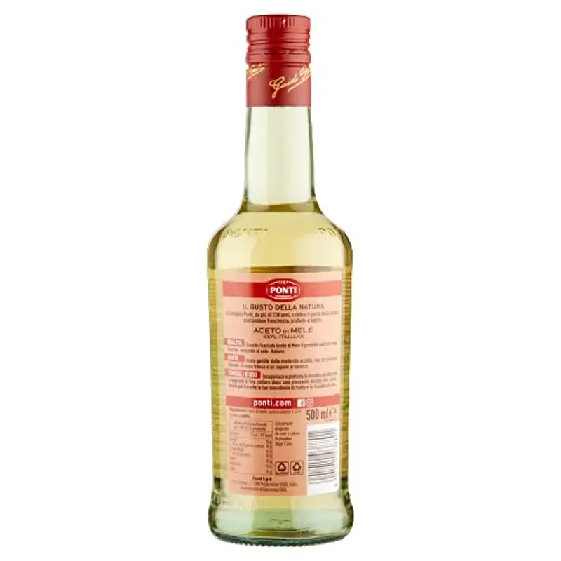 Ponti, Aceto di Mele 100% Italiane, Aceto di Mele dal Gusto Gentile e Armonico, Acidità 5%, Ideale per Insaporire le tue Insalate e Carni, 100% Made in Italy, 500 ml miniatura 2