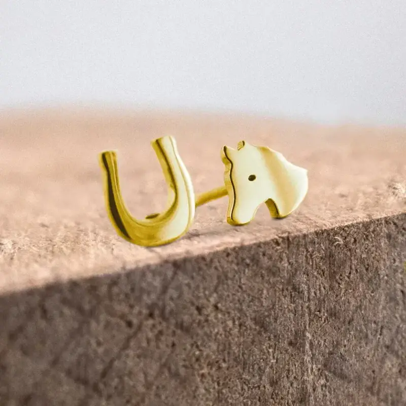 Orecchini da donna a forma di cavallo e ferro di cavallo Ponytail & Co