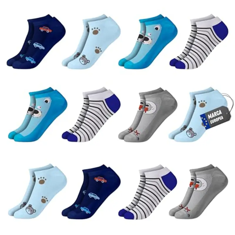 POPYS® 12 Paia Calzini Corti bambini Unisex | Calzini Corti Bambina | Calzini Corti Bambino | Calzini Bambina | Calzini Bambino (IT, Numero, 32, 36, Multicolore 2)