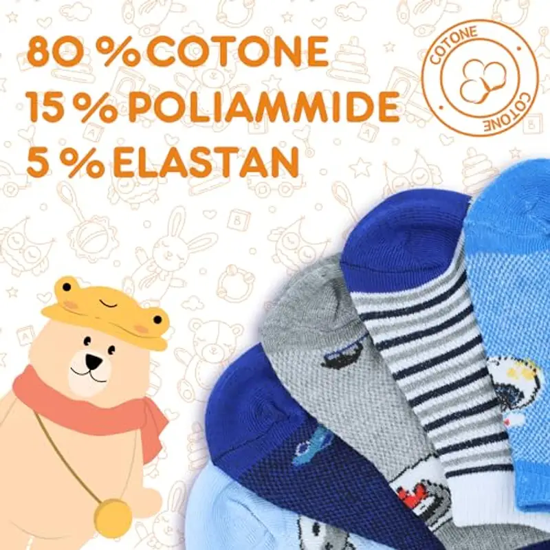 POPYS® 12 Paia Calzini Corti bambini Unisex | Calzini Corti Bambina | Calzini Corti Bambino | Calzini Bambina | Calzini Bambino (IT, Numero, 32, 36, Multicolore 2) miniatura 3