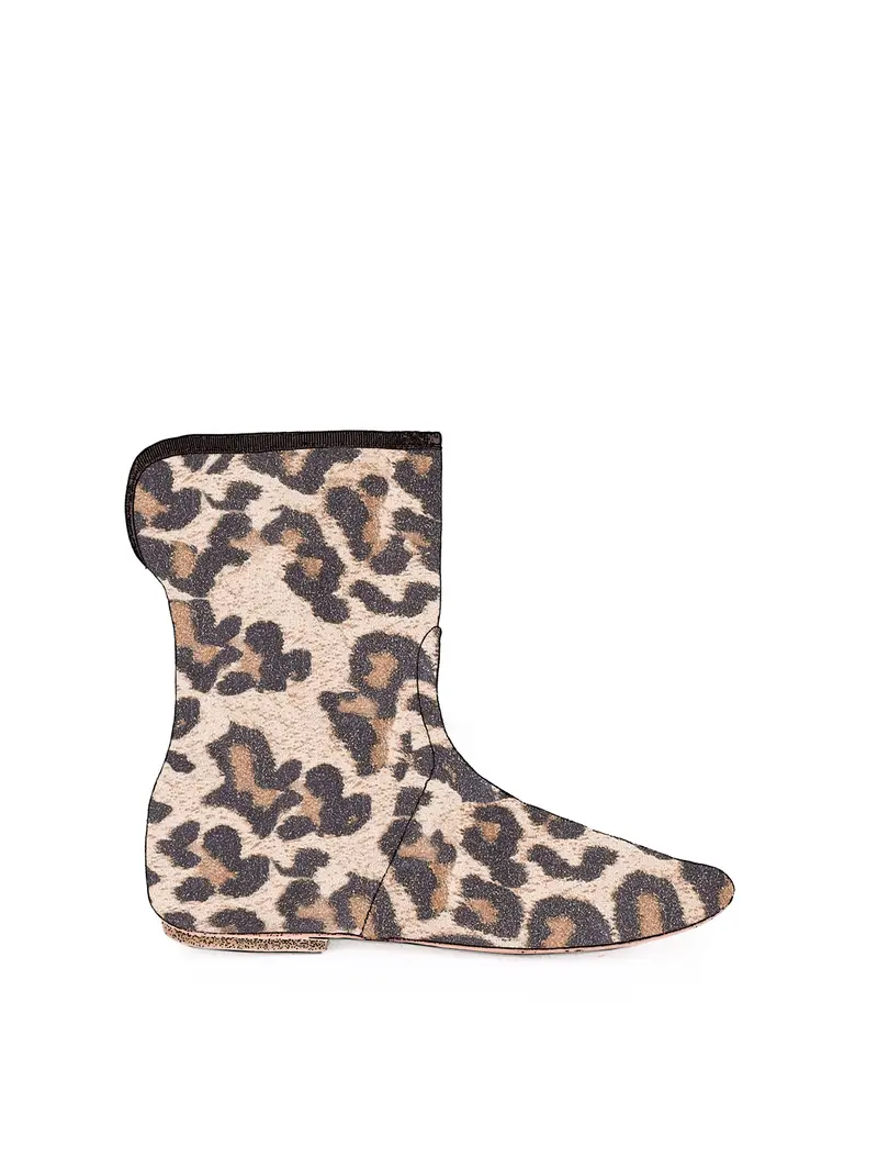 Stivaletto Con Riolto Leopardato Scamosciato Multicolor Eu