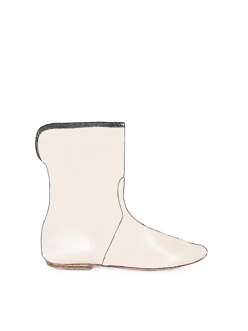 Stivaletto Con Risvolto Bianco Sporco Eu